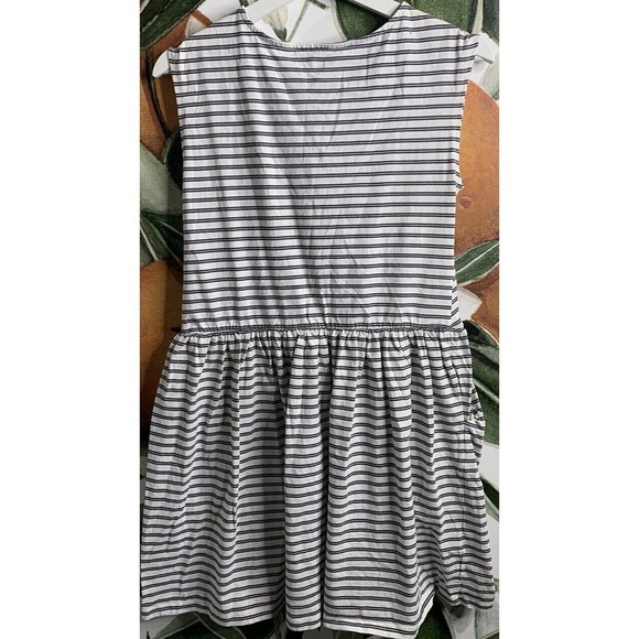 Tea Collection Girls Size 16 Striped Black & Cream Pleated Front Dress - Picture 5 of 5
